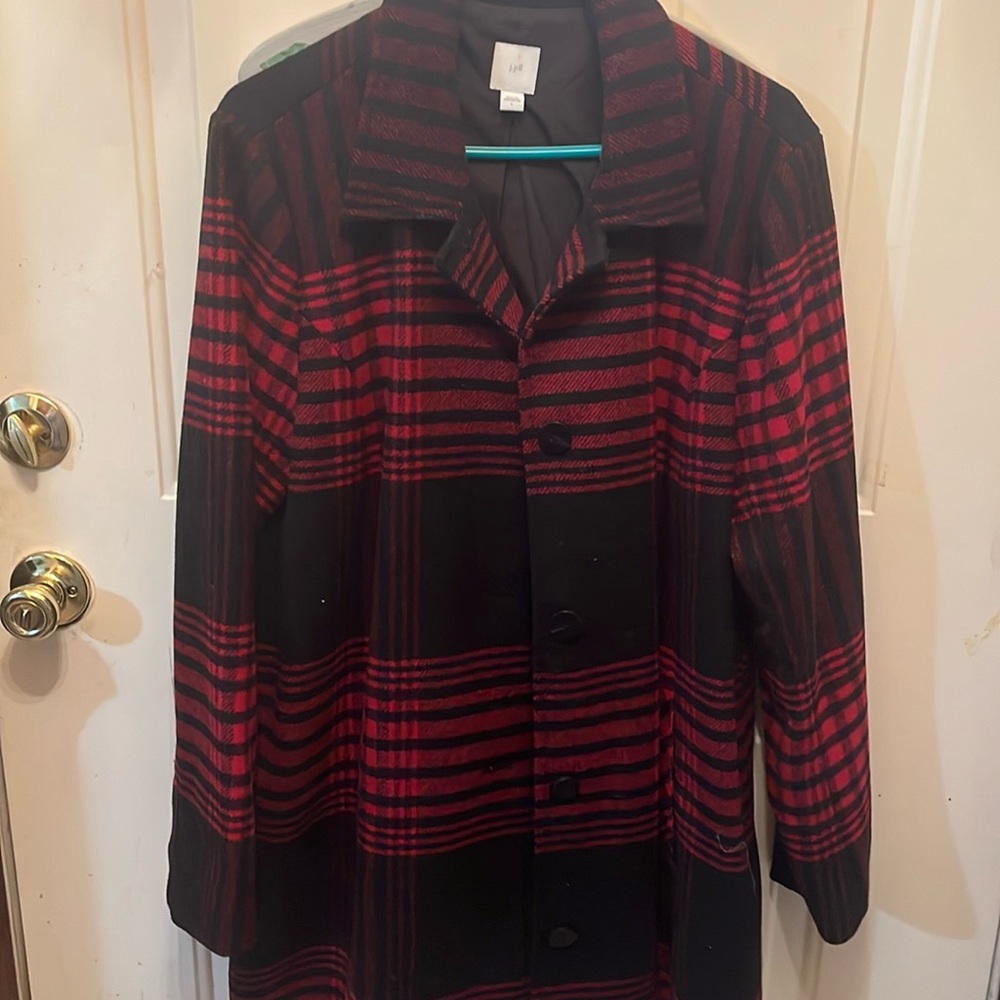Red and black plaid coat